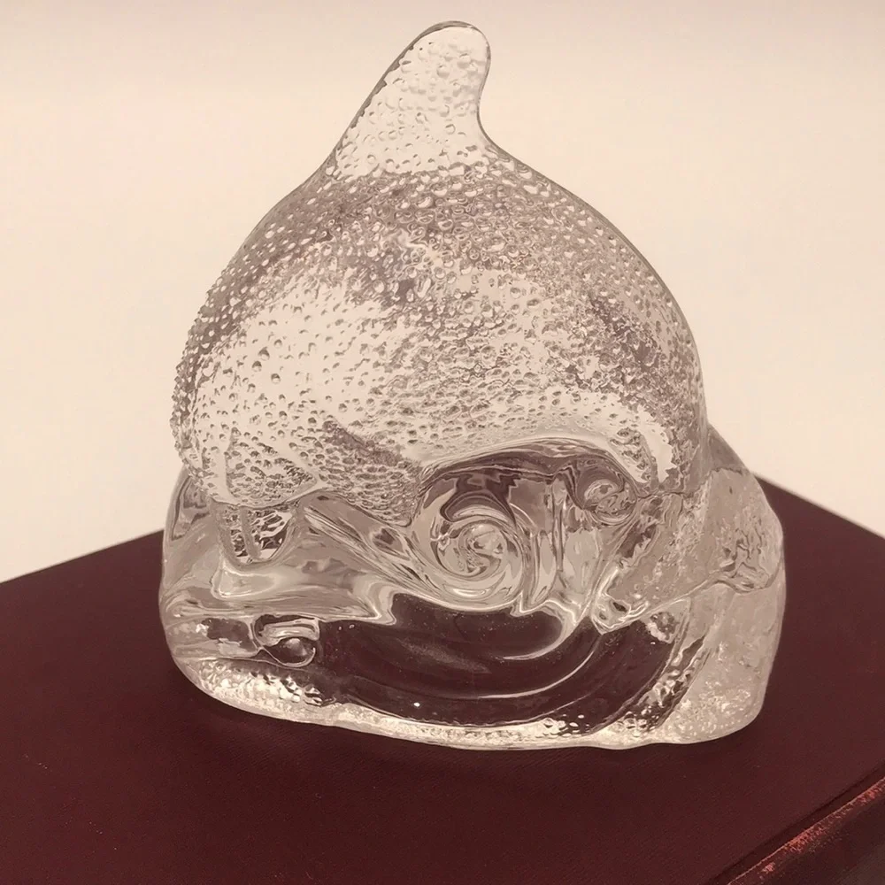 VTG PartyLite Glass Dolphin‎ on a Wave Tealight Holder